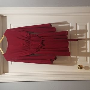Garnet bell-sleeve tunic dress with elastic waist